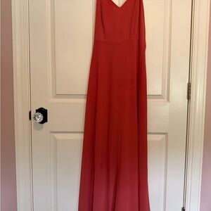 Lulu's Crimson V-Neck Maxi Dress